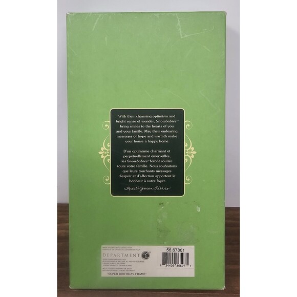 Vintage Department 56 Porcelain Snowbabies 4x6 Picture Frame Super Birthday 7" - Picture 6 of 10